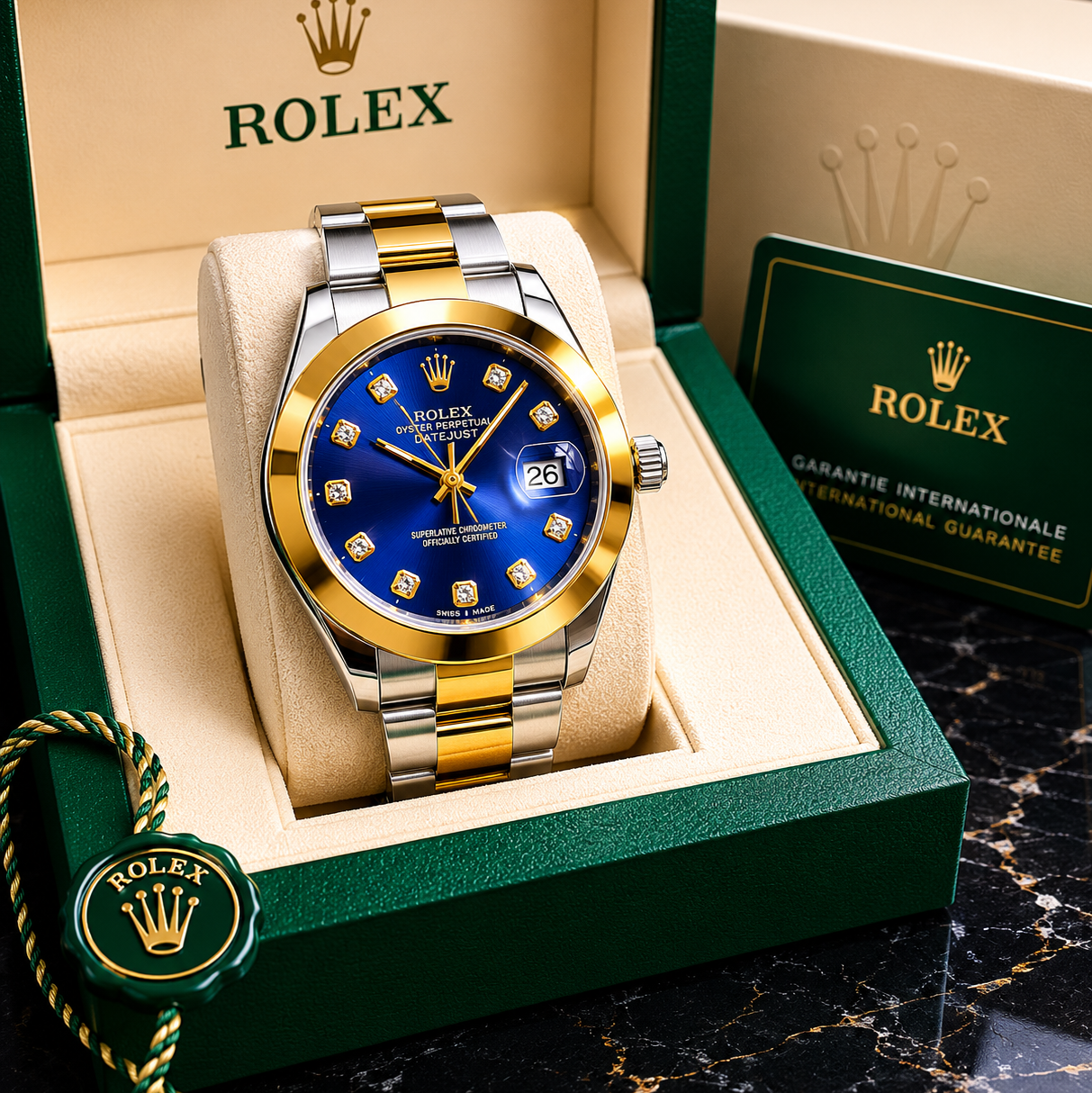 Luxury Blue & Gold Waterproof Stainless Steel Watch