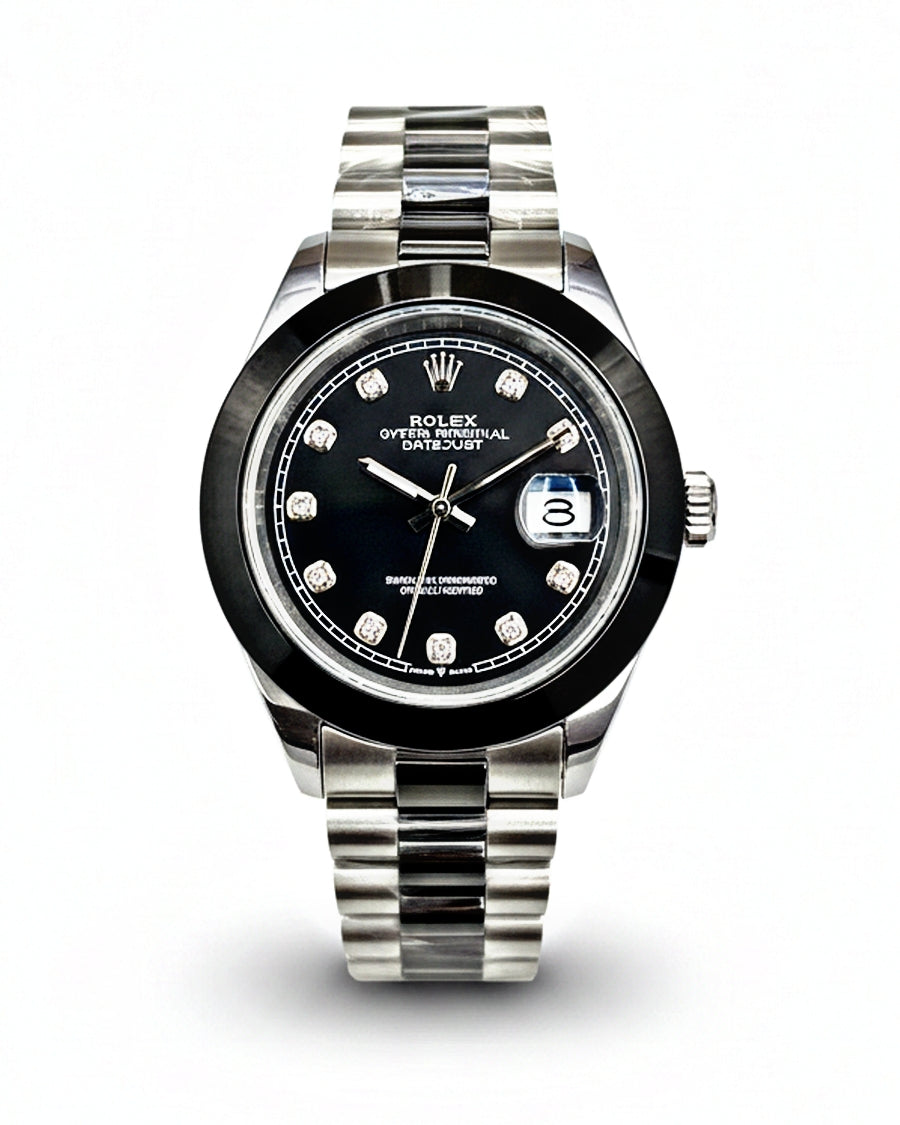 Luxury Blue & Black Dual Tone Stainless Steel Automatic Watch