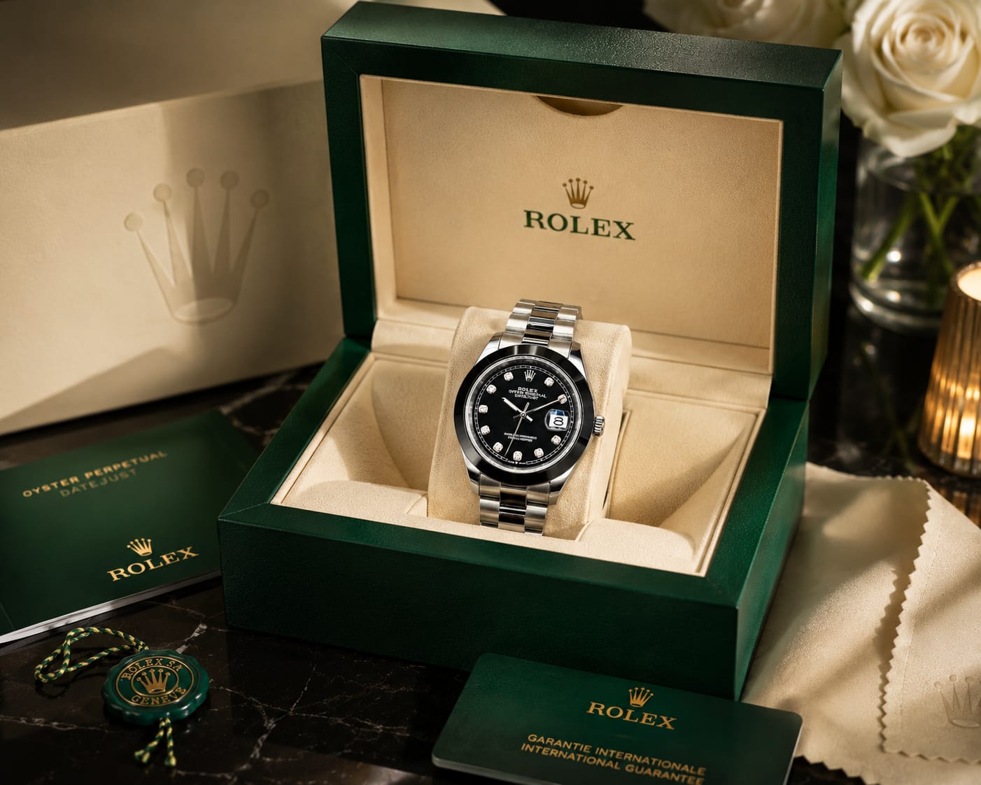 Luxury Black Dual Tone Stainless Steel Automatic Watch