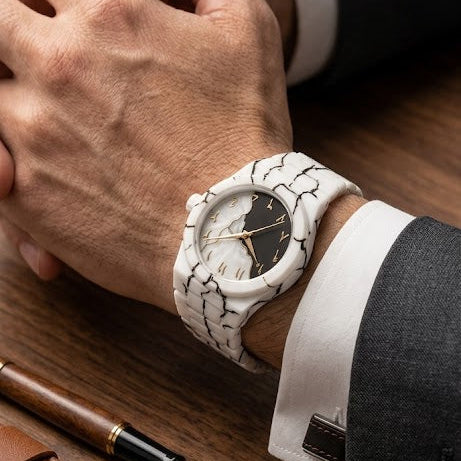 Marble White Ceramic Edition Arabic Aura Watch