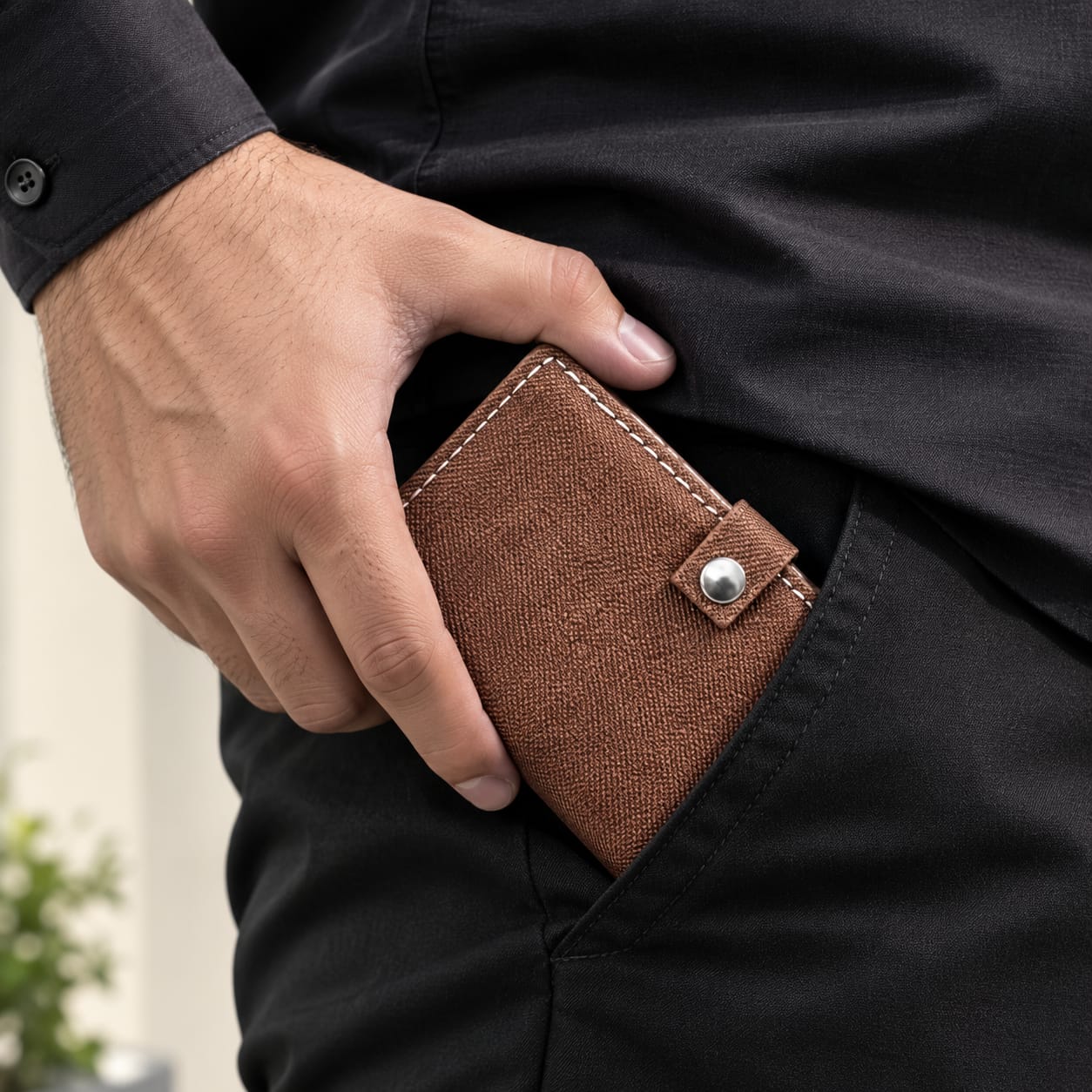 Premium Leather Card Holder Wallet – Textured Saffiano Bifold Card Case