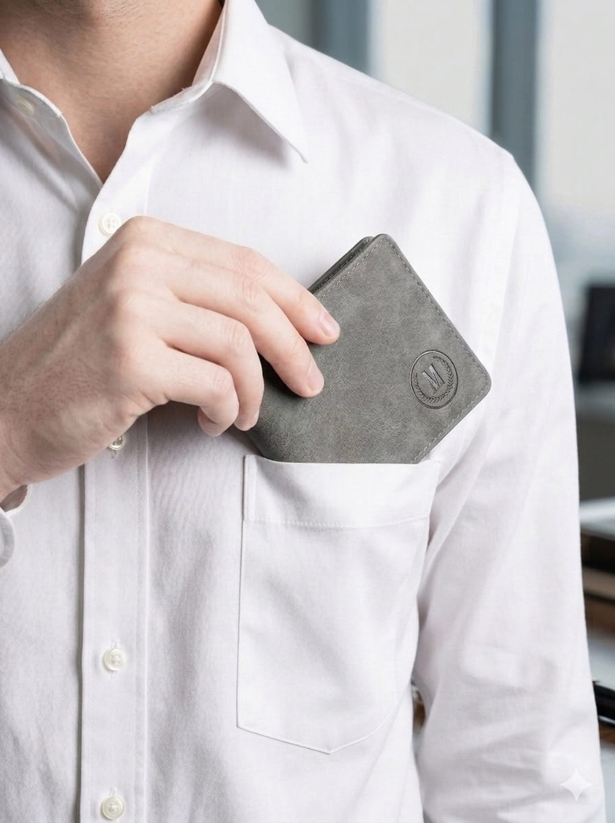 Minimalist Leather Card Holder Wallet – Slim Bifold Design