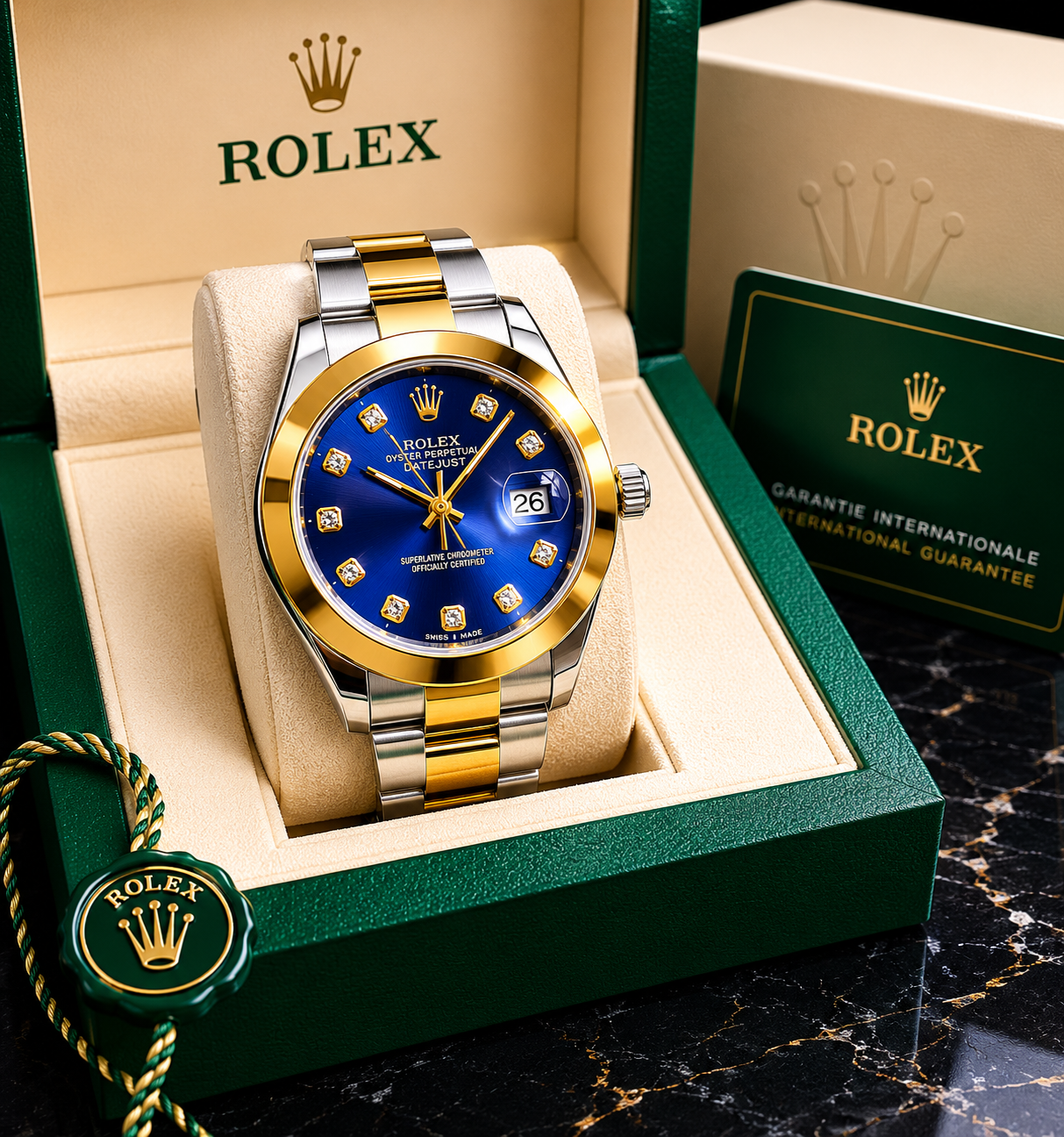 Luxury Blue & Gold Waterproof Stainless Steel Watch