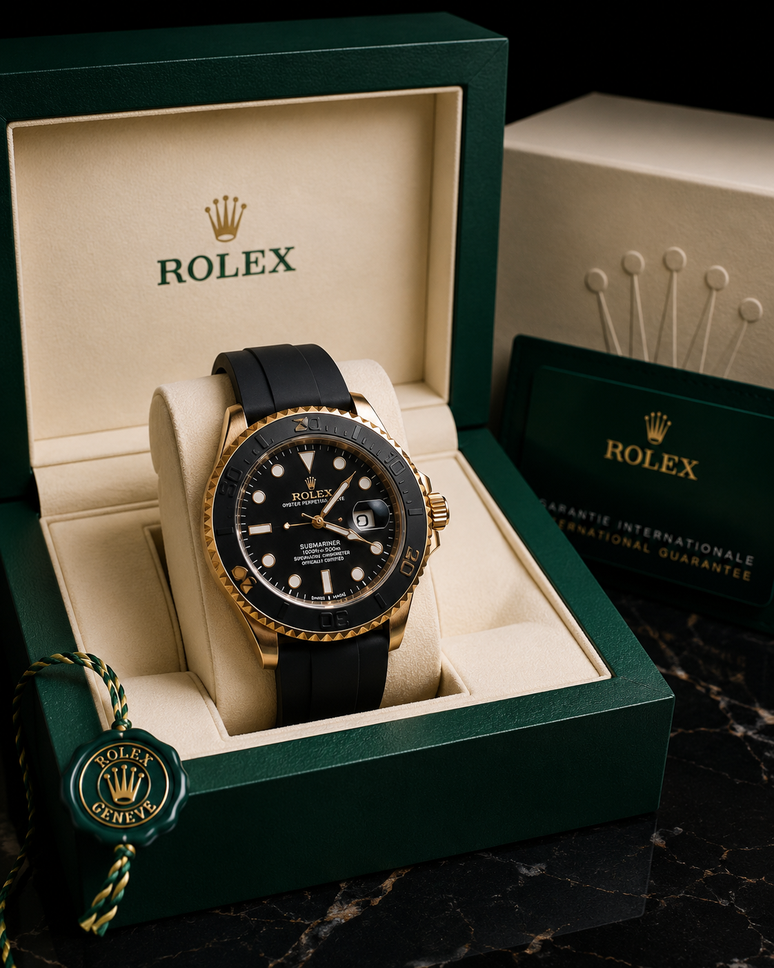 Luxury Black & Rose Gold Rotating Bezel Waterproof Watch