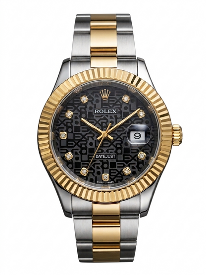 Luxury Gold & Silver Printed Dial Waterproof Watch