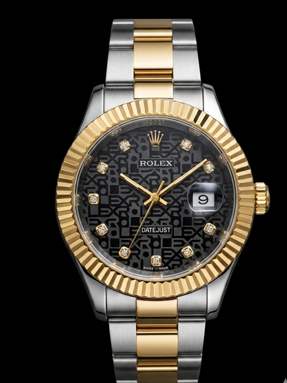 Luxury Gold & Silver Printed Dial Waterproof Watch