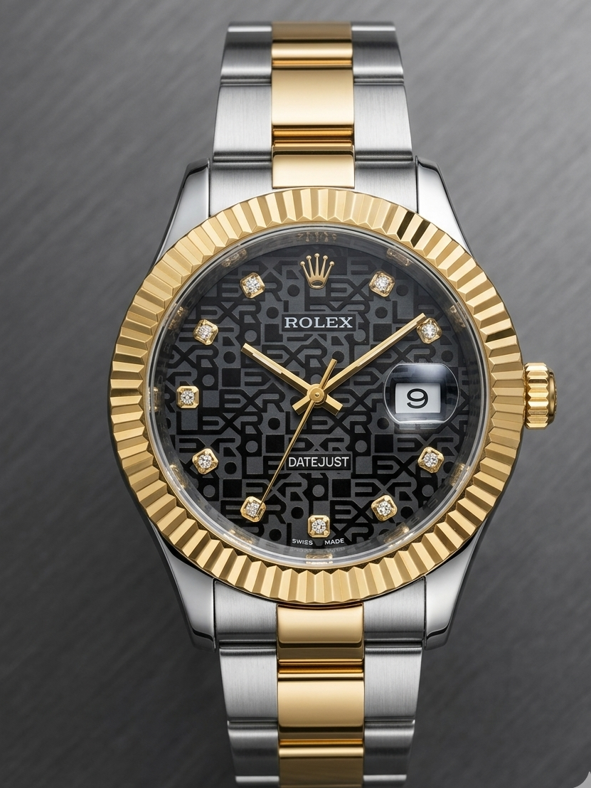 Luxury Gold & Silver Printed Dial Waterproof Watch