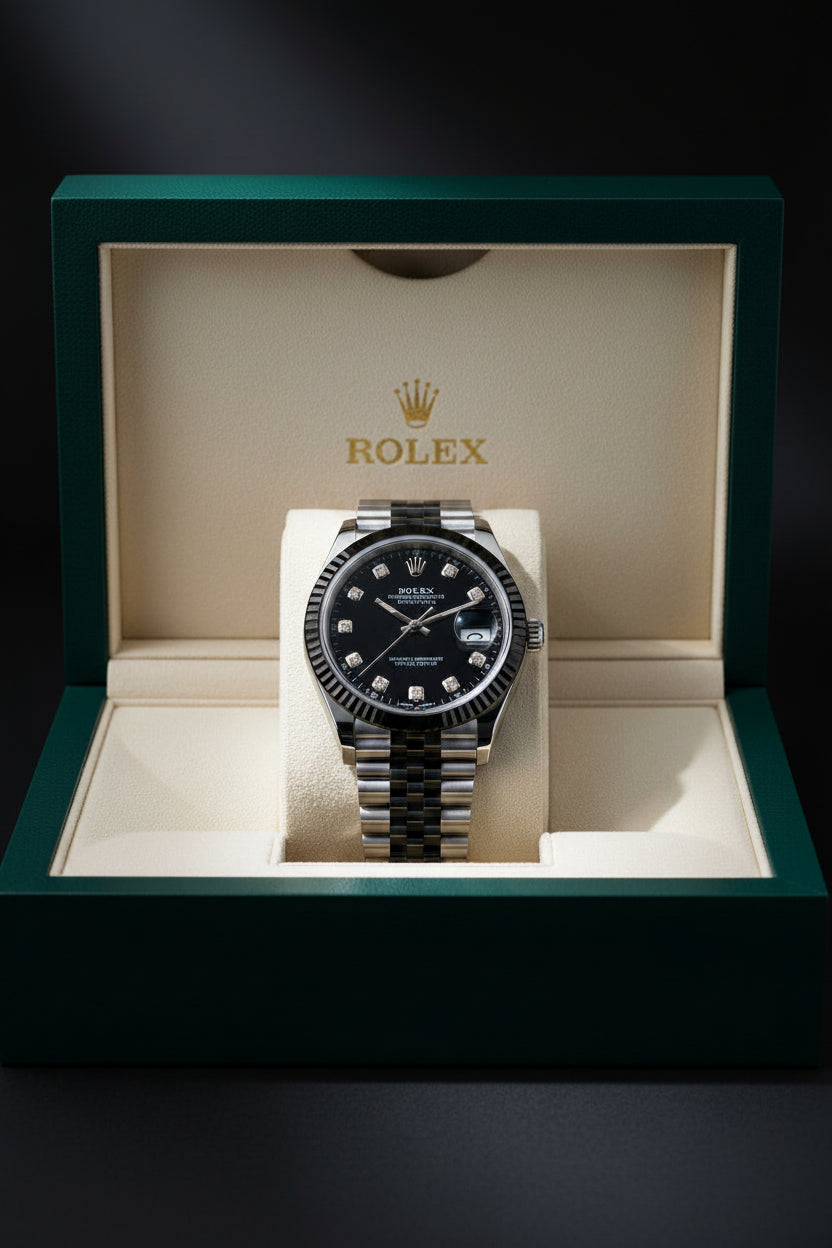 Luxury Blue & Black Dual Tone Stainless Steel Automatic Watch