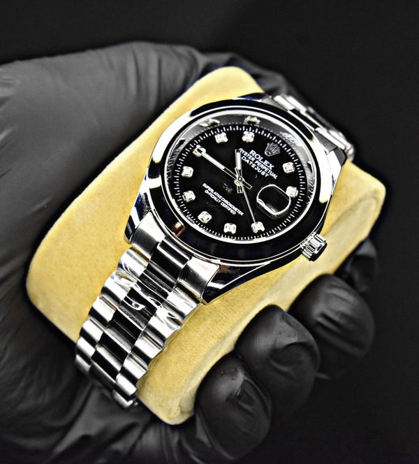 Luxury Blue & Black Dual Tone Stainless Steel Automatic Watch