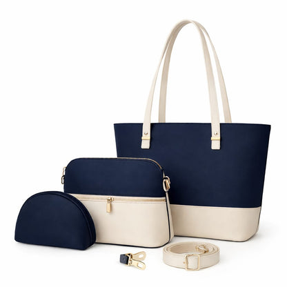 Luxurious Hub™ Premium 3 Piece Ladies Handbag Set – Elegant Tote, Crossbody & Makeup Pouch | Available in 6 Stunning Colors