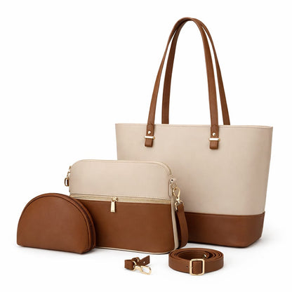 Luxurious Hub™ Premium 3 Piece Ladies Handbag Set – Elegant Tote, Crossbody & Makeup Pouch | Available in 6 Stunning Colors