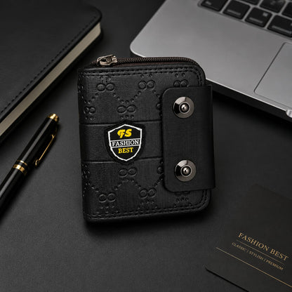 Compact Black  and Brown Leather Wallet for Men