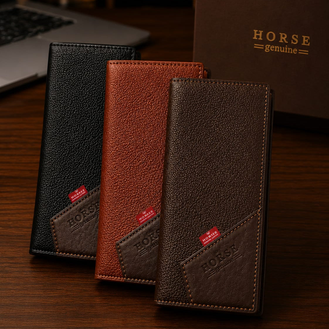 Horse Genuine Leather Long Wallet for Men – Business Collection Premium Bifold Wallet