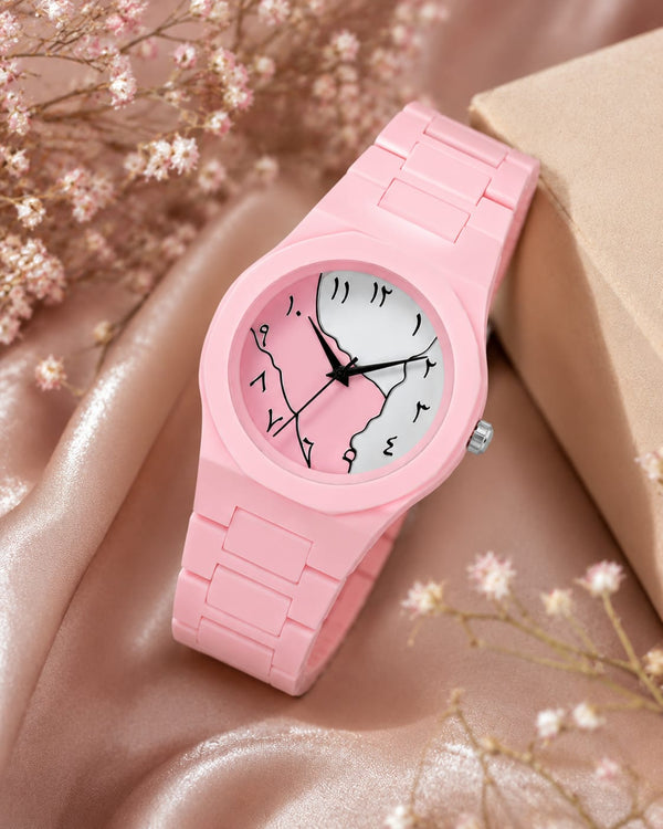 Aura Watch – Pink Ceramic Watch with Black & White Split Dial