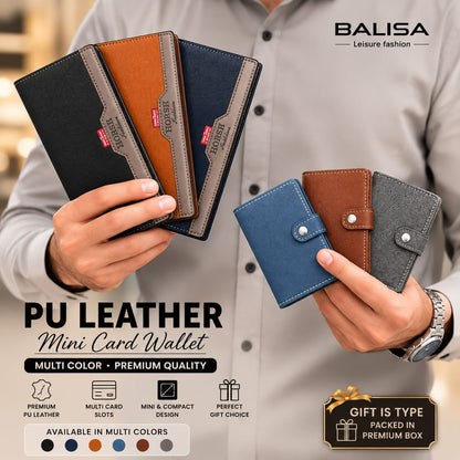 Horse Genuine PU Leather Long Wallet & BOSS Mini Wallet Combo Set With Balisi Gift Box