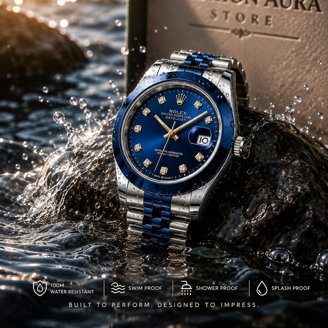 Luxury Blue Diamond Dial Men's Watch