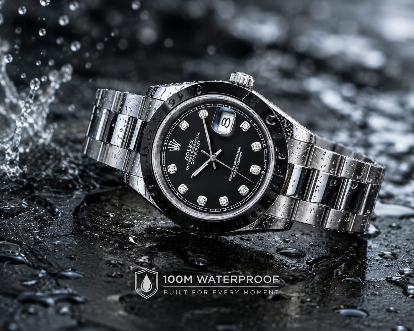 Luxury Black Dual Tone Stainless Steel Automatic Watch