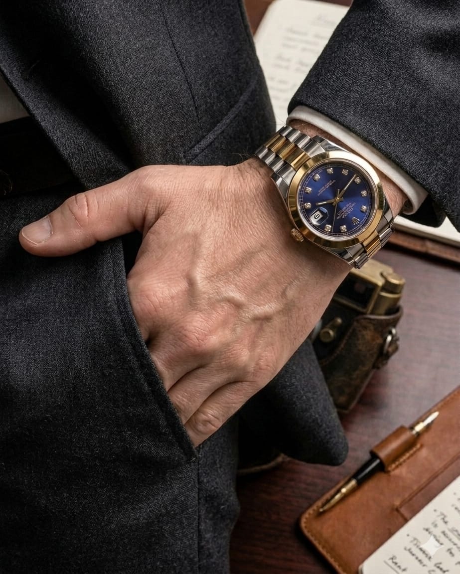 Luxury Blue & Gold Waterproof Stainless Steel Watch