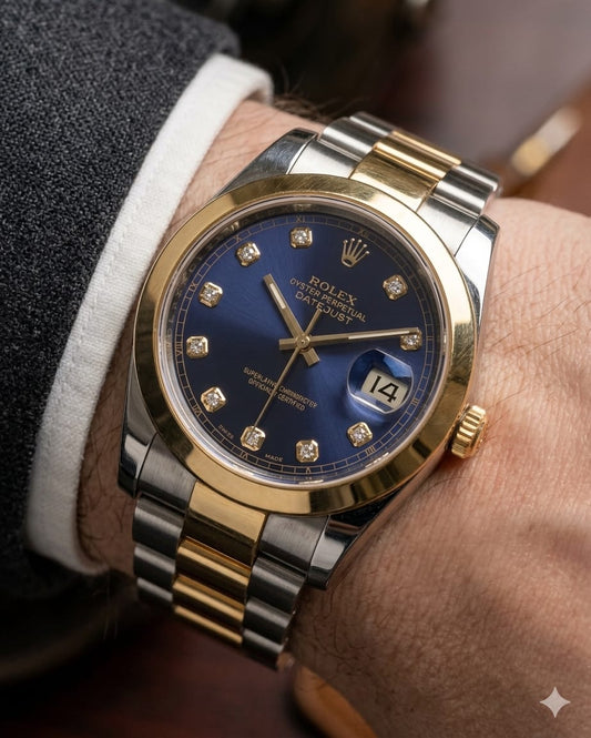 Luxury Blue & Gold Waterproof Stainless Steel Watch
