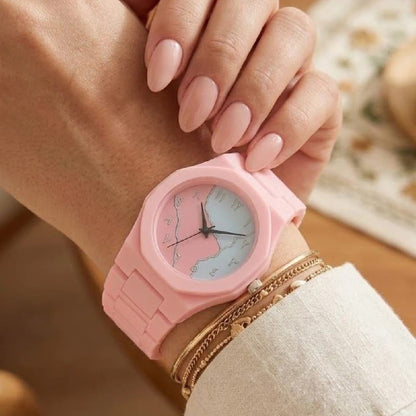 Pink Elegant Combo Gift Set – Quilted Crossbody Bag & Analog Watch for Women | Stylish Ladies Gift Pack