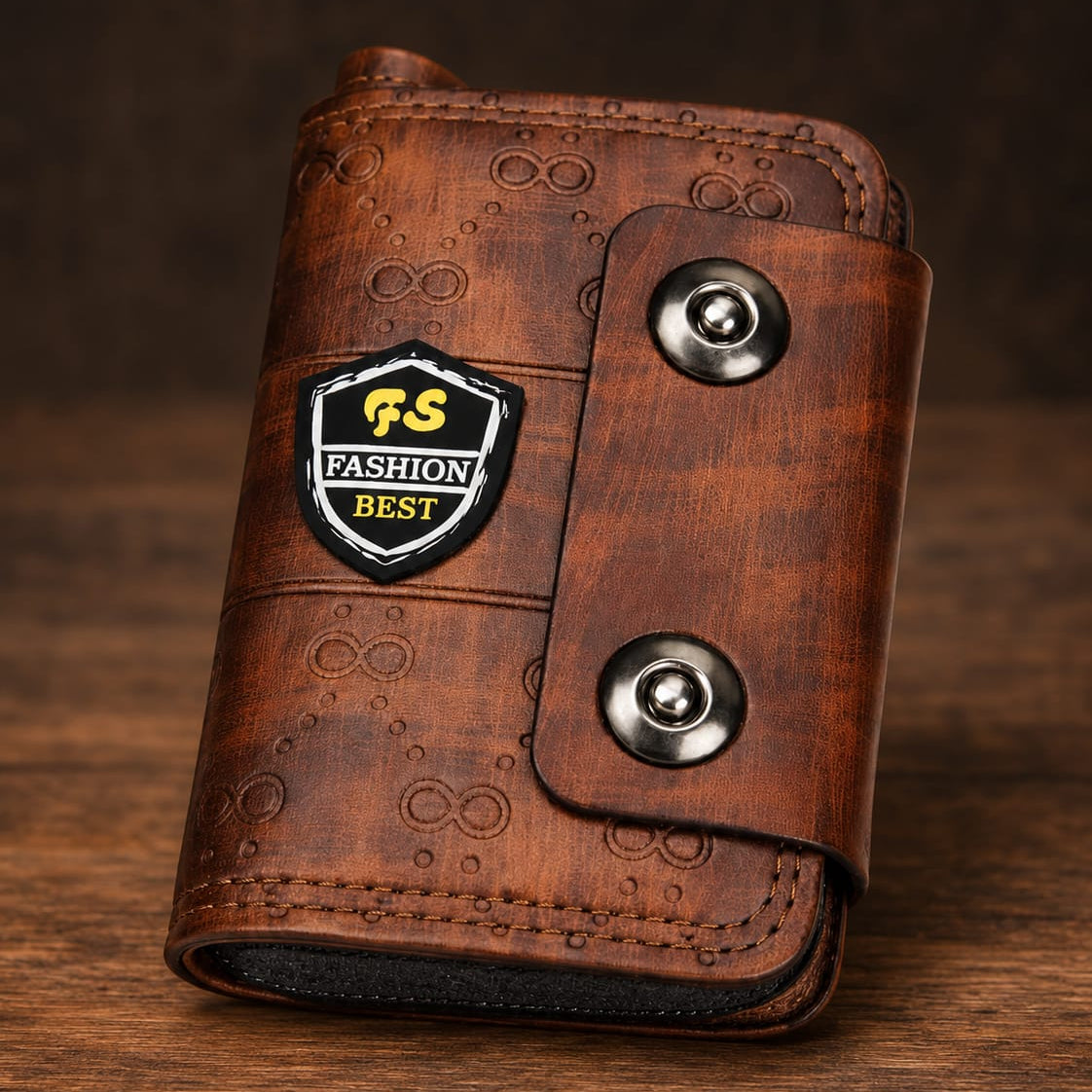 Compact Black  and Brown Leather Wallet for Men