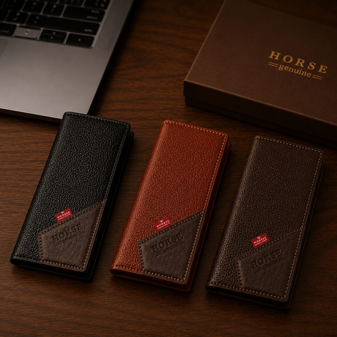 Horse Genuine Leather Long Wallet for Men – Business Collection Premium Bifold Wallet