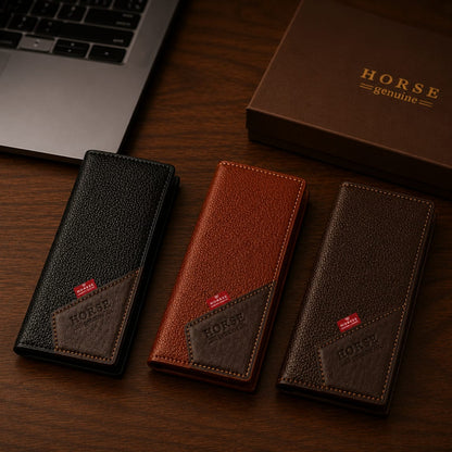 Horse Genuine Leather Long Wallet for Men – Business Collection Premium Bifold Wallet