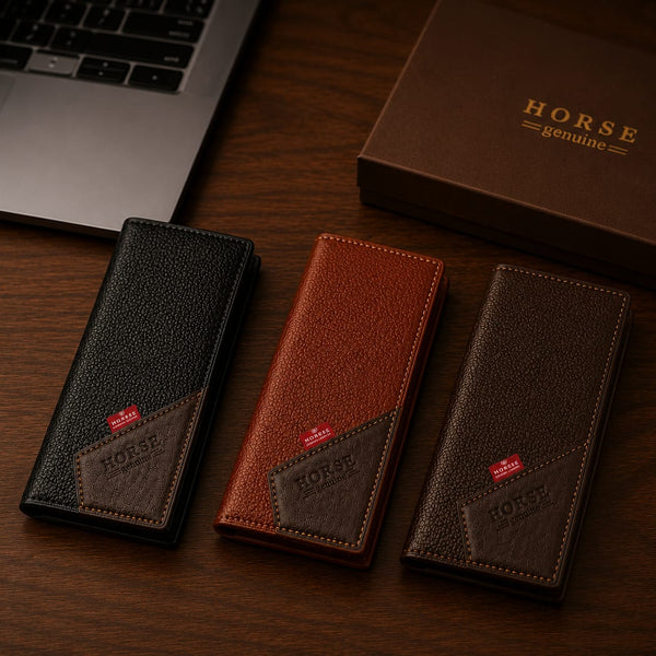 Horse Genuine Leather Long Wallet for Men – Business Collection Premium Bifold Wallet