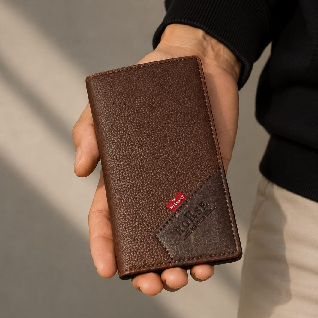 Horse Genuine Leather Long Wallet for Men – Business Collection Premium Bifold Wallet