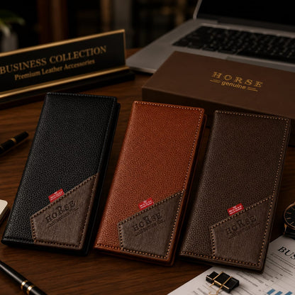 Horse Genuine Leather Long Wallet for Men – Business Collection Premium Bifold Wallet