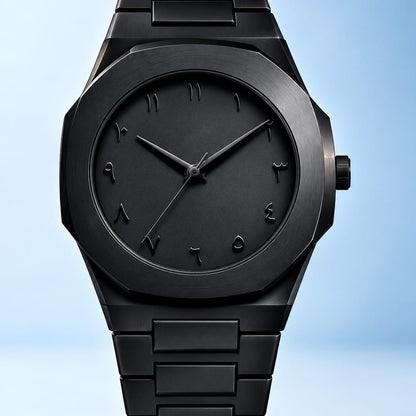 All-Black Arabic Aura Watch Stainless Steel Watch