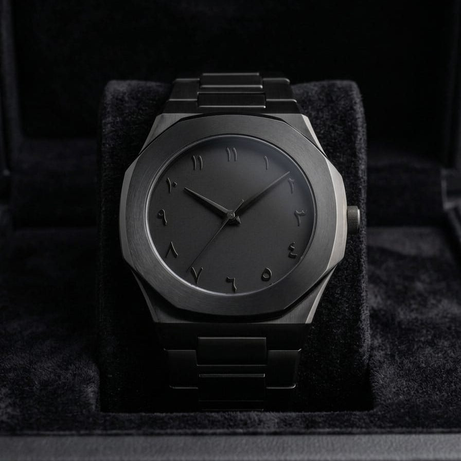 All-Black Arabic Aura Watch Stainless Steel Watch