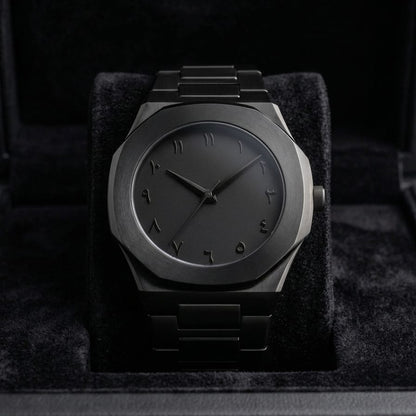 All-Black Arabic Aura Watch Stainless Steel Watch