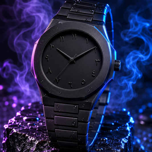 All-Black Arabic Aura Watch Stainless Steel Watch