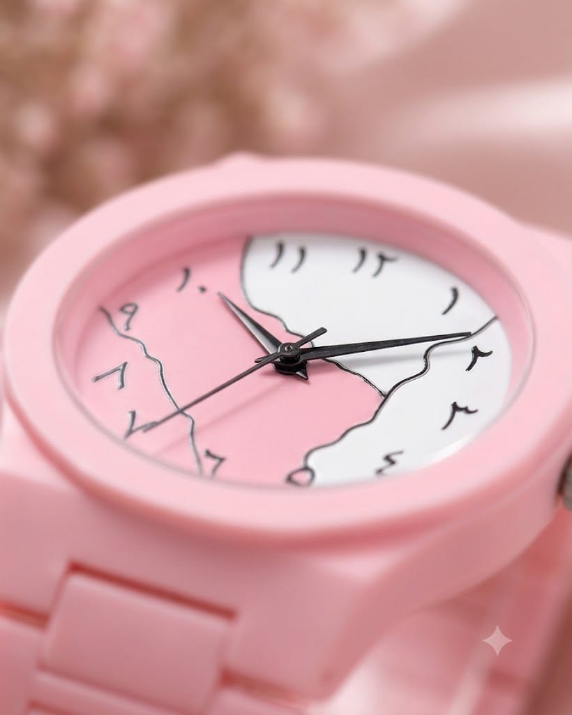 Aura Watch – Pink Ceramic Watch with Black & White Split Dial