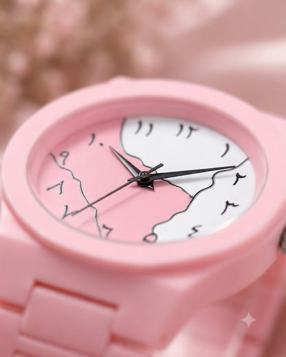 Aura Watch – Pink Ceramic Watch with Black & White Split Dial