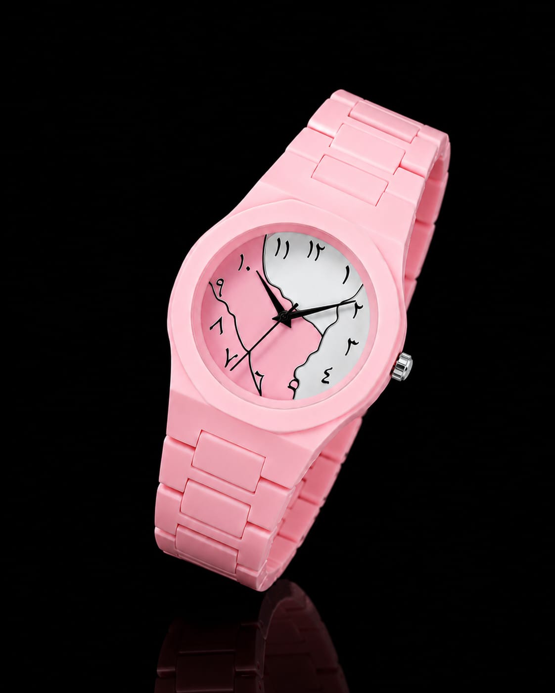 Aura Watch – Pink Ceramic Watch with Black & White Split Dial