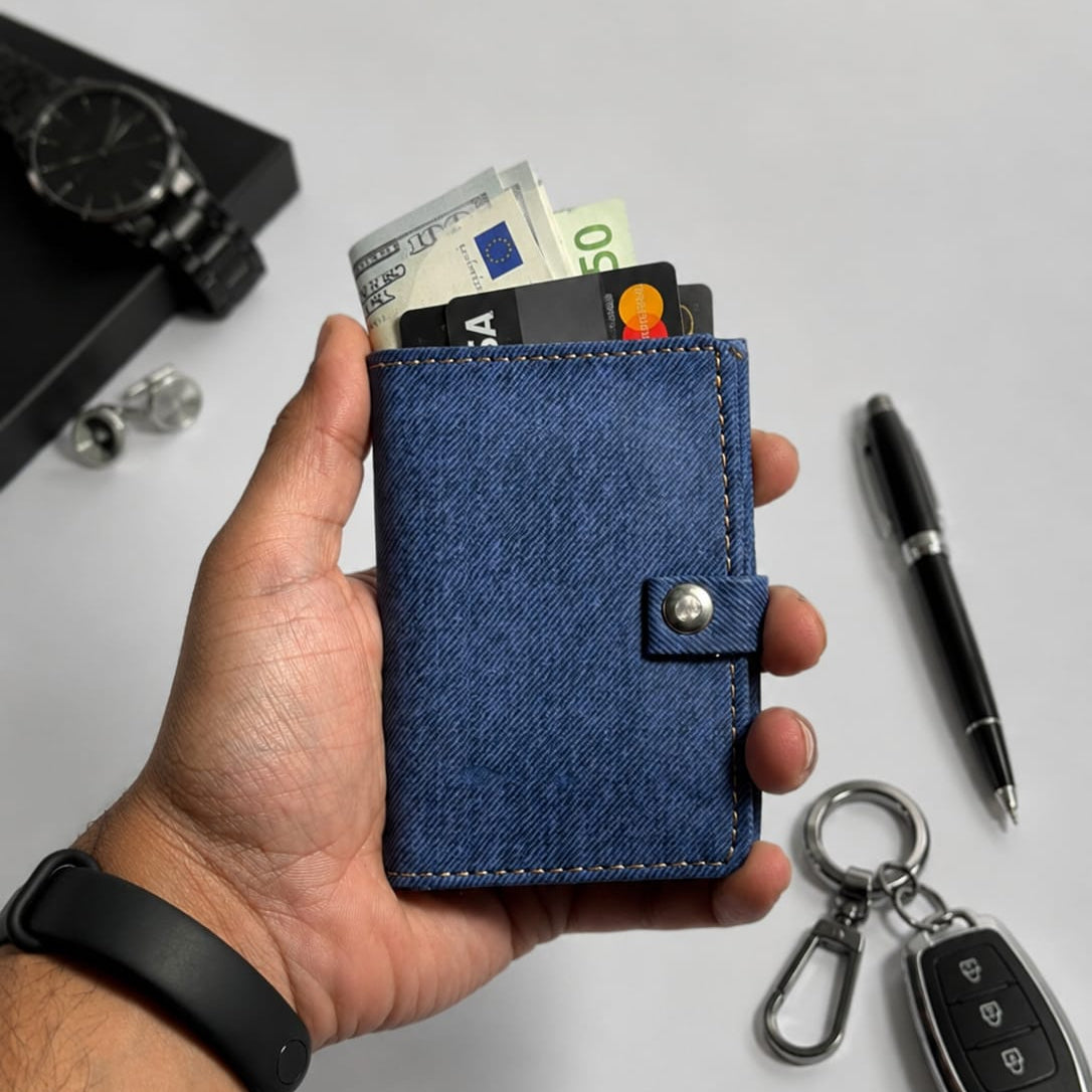 Premium Leather Card Holder Wallet – Textured Saffiano Bifold Card Case