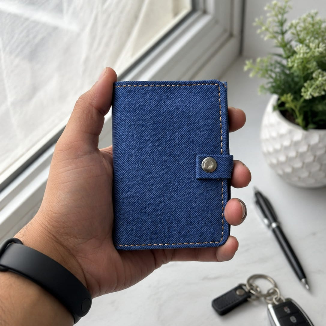 Premium Leather Card Holder Wallet – Textured Saffiano Bifold Card Case