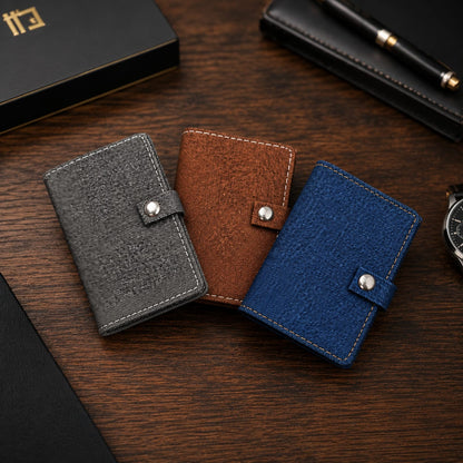Premium Leather Card Holder Wallet – Textured Saffiano Bifold Card Case