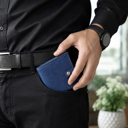 Premium Leather Card Holder Wallet – Textured Saffiano Bifold Card Case