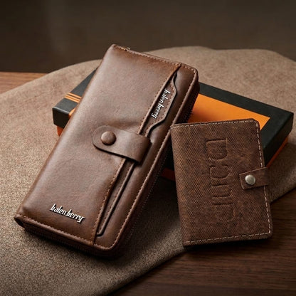 BalenBerry Long Wallet & BOSS Card Holder Combo Premium PU Leather Zip-Around Wallet with Free Mini Wallet With Balisi Gift Box