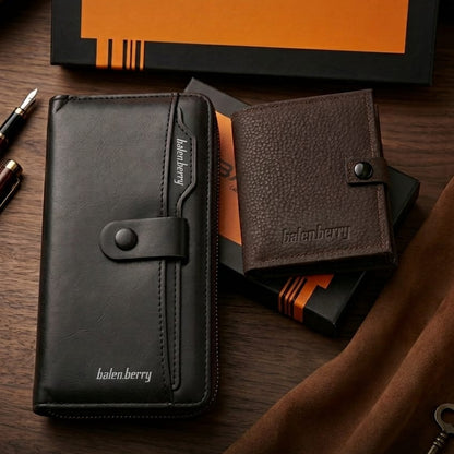 BalenBerry Long Wallet & BOSS Card Holder Combo Premium PU Leather Zip-Around Wallet with Free Mini Wallet With Balisi Gift Box