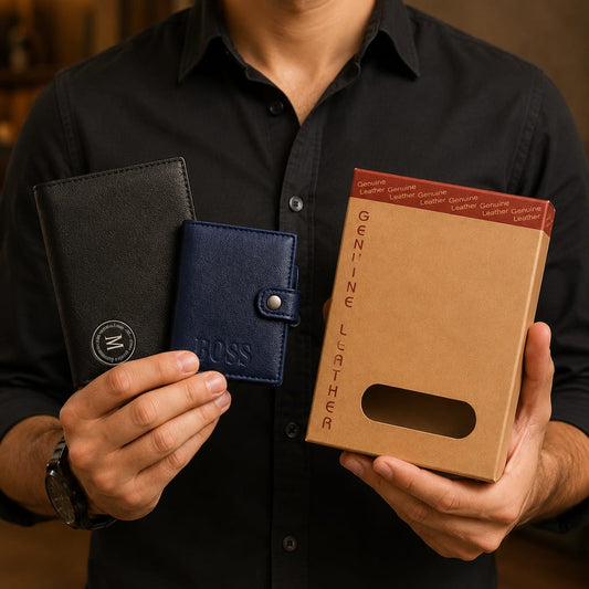 Genuine M PU Leather Wallet for Men Premium Bifold Wallet with Free Mini Card Holder BOSS Embossed Design | With Premium Box