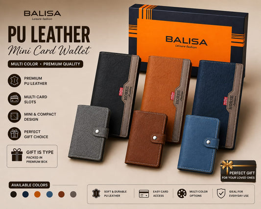 Horse Genuine PU Leather Long Wallet & BOSS Mini Wallet Combo Set With Balisi Gift Box