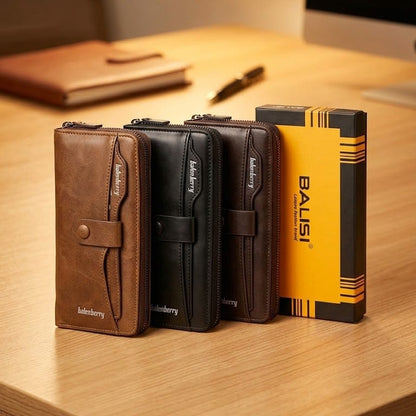 Balenberry Premium leather Unisex Zipper Wallet | Multi-Card Phone Holder Long Wallet For Man and  woman with gift  Box