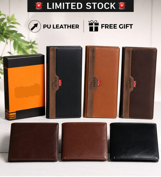 Premium Combo Set Horse Long Wallet + Free Small wallet with Gift  Box