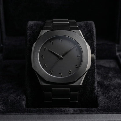 All-Black Arabic Aura Watch Stainless Steel Watch - Fashion Bridge