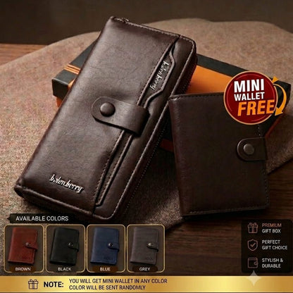 BalenBerry Long Wallet & BOSS Card Holder Combo Premium PU Leather Zip-Around Wallet with Free Mini Wallet With Balisi Gift Box - Fashion Bridge