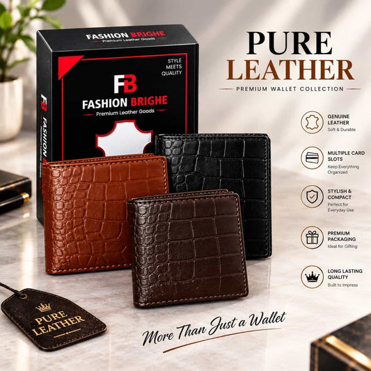 Crocodile Textured Genuine Leather Bifold Wallet for Men – Slim, Durable & Gift Boxed - Fashion Bridge